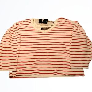 Code X Mode Red & Off White Terry Crop Top With Puff Sleeves Size M NWT